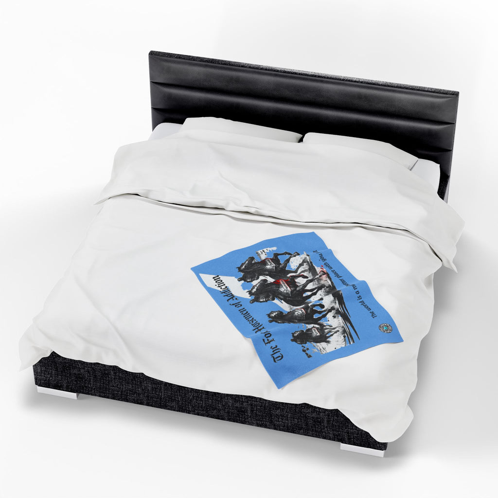 Velveteen Plush Blanket - Four Horsemen of Addiction - Terror, Bewilderment, Frustration and Despair